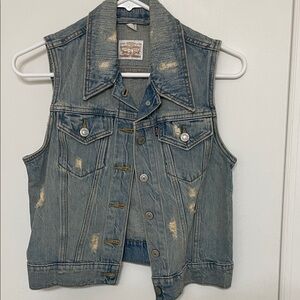 Levi's Distressed Blue Denim Vest